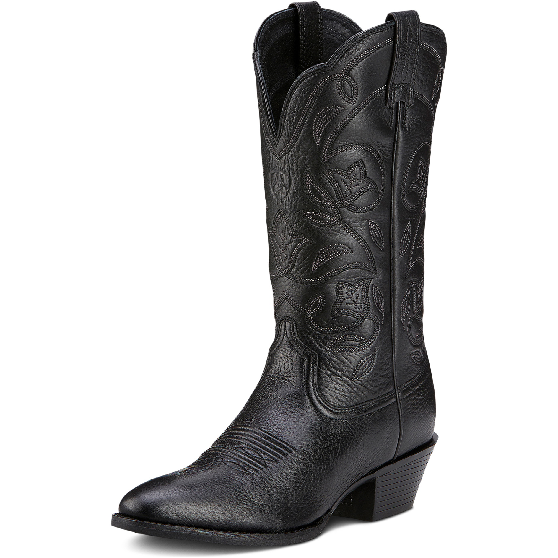 2026 Ariat Womens Heritage R Toe Western Boot 10001037 - Black Deertan
